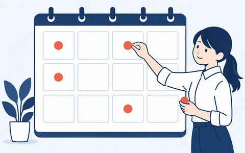 カレンダーに訓練の予定を並べる担当者のイラスト